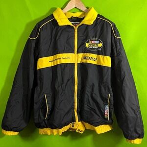 Checkered Flag Sports NASCAR Nextel Cup Series Racing Jacket VTG XL Black Yellow